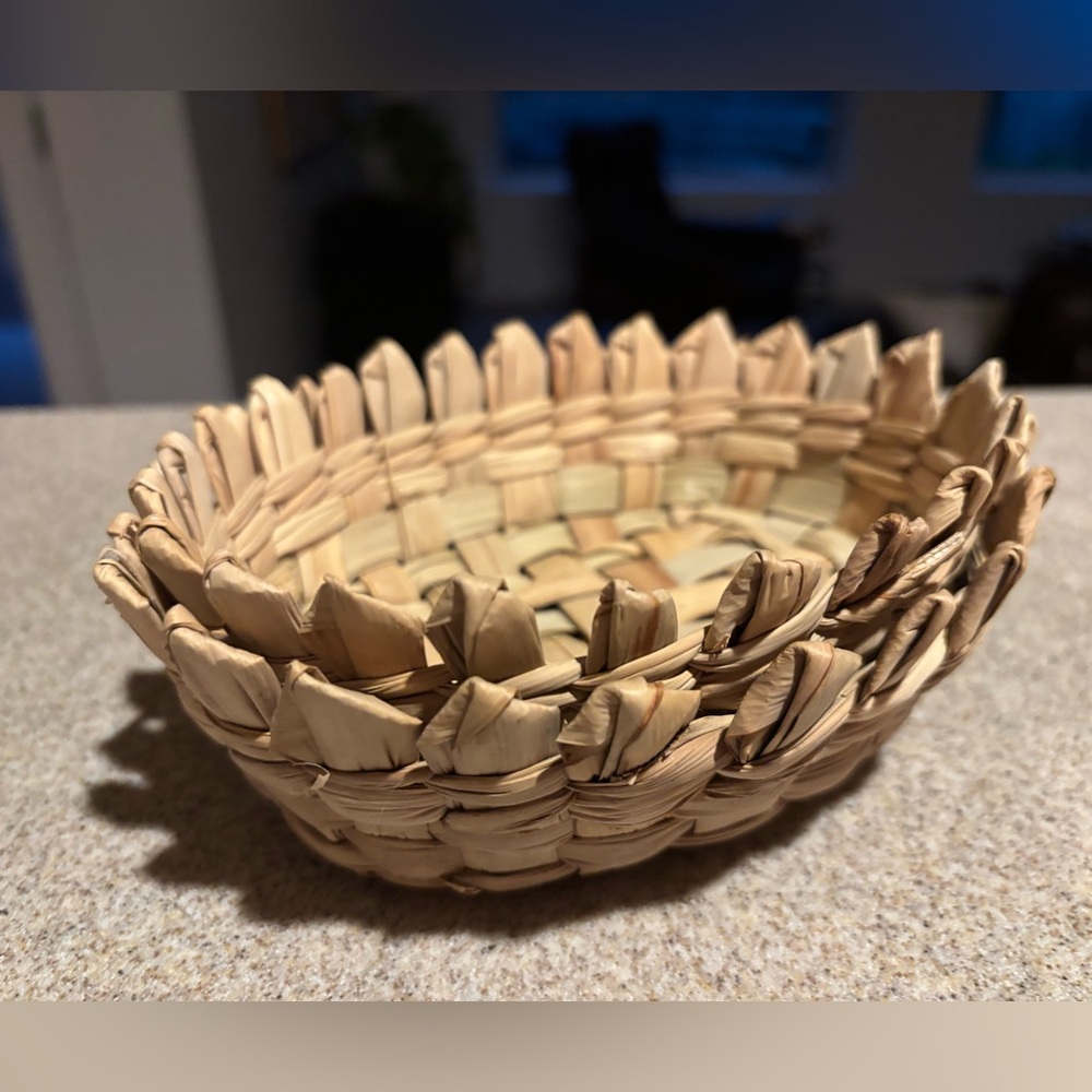 Set of 2 Nesting Natural Woven Decorative Bowls Baskets Catch All - Picture 9 of 11